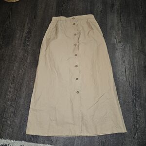 Harve Benard Button-Front Maxi Skirt in Tan